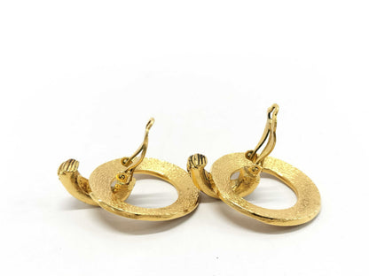 CHANEL Swing Hoop Earrings, Metal Gold, Women's, with Box