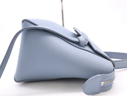 CELINE Leather Belt Bag Nano 2WAY Bag Blue Grey Handbag