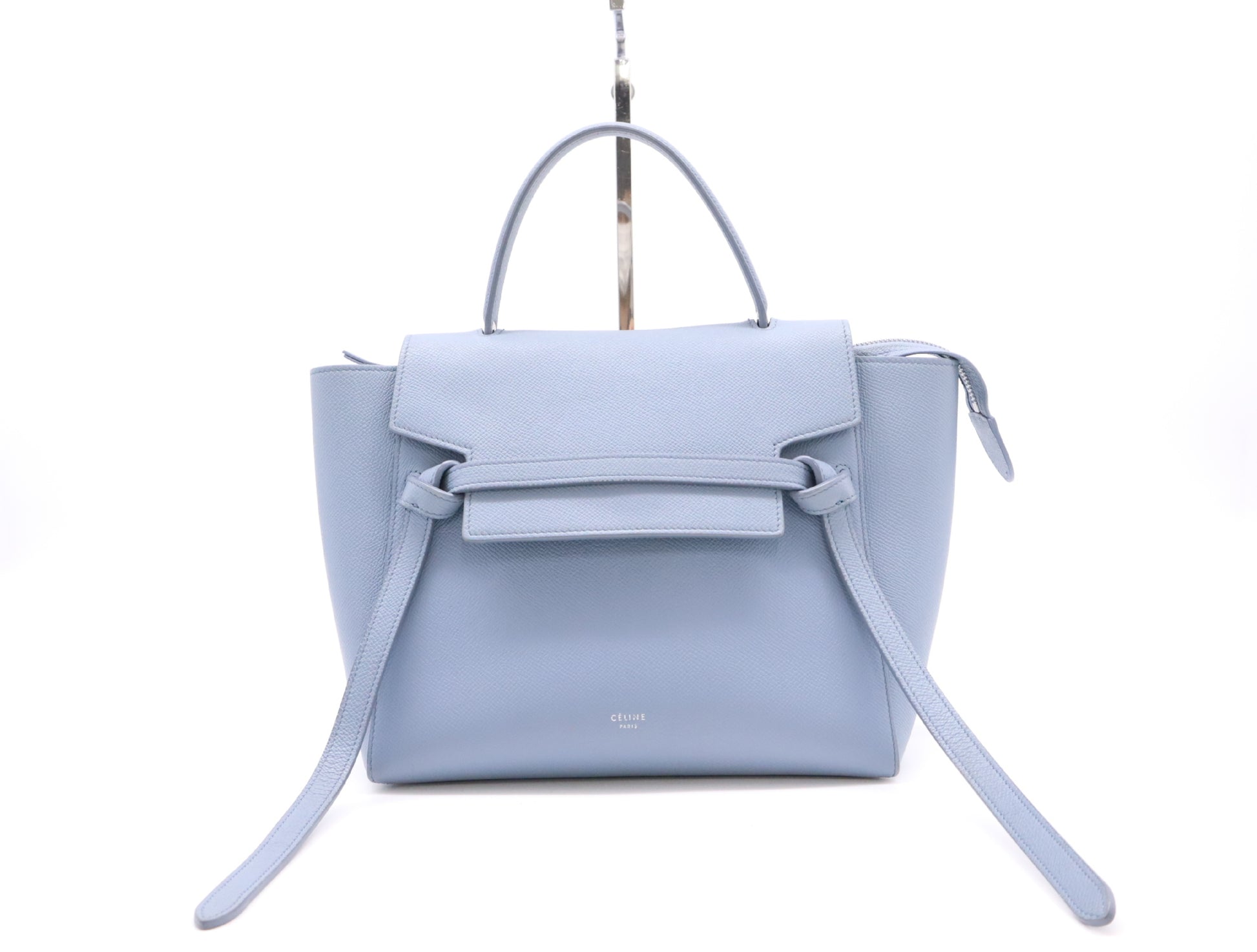 CELINE Leather Belt Bag Nano 2WAY Bag Blue Grey Handbag
