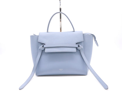 CELINE Leather Belt Bag Nano 2WAY Bag Blue Grey Handbag
