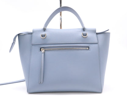 CELINE Leather Belt Bag Nano 2WAY Bag Blue Grey Handbag