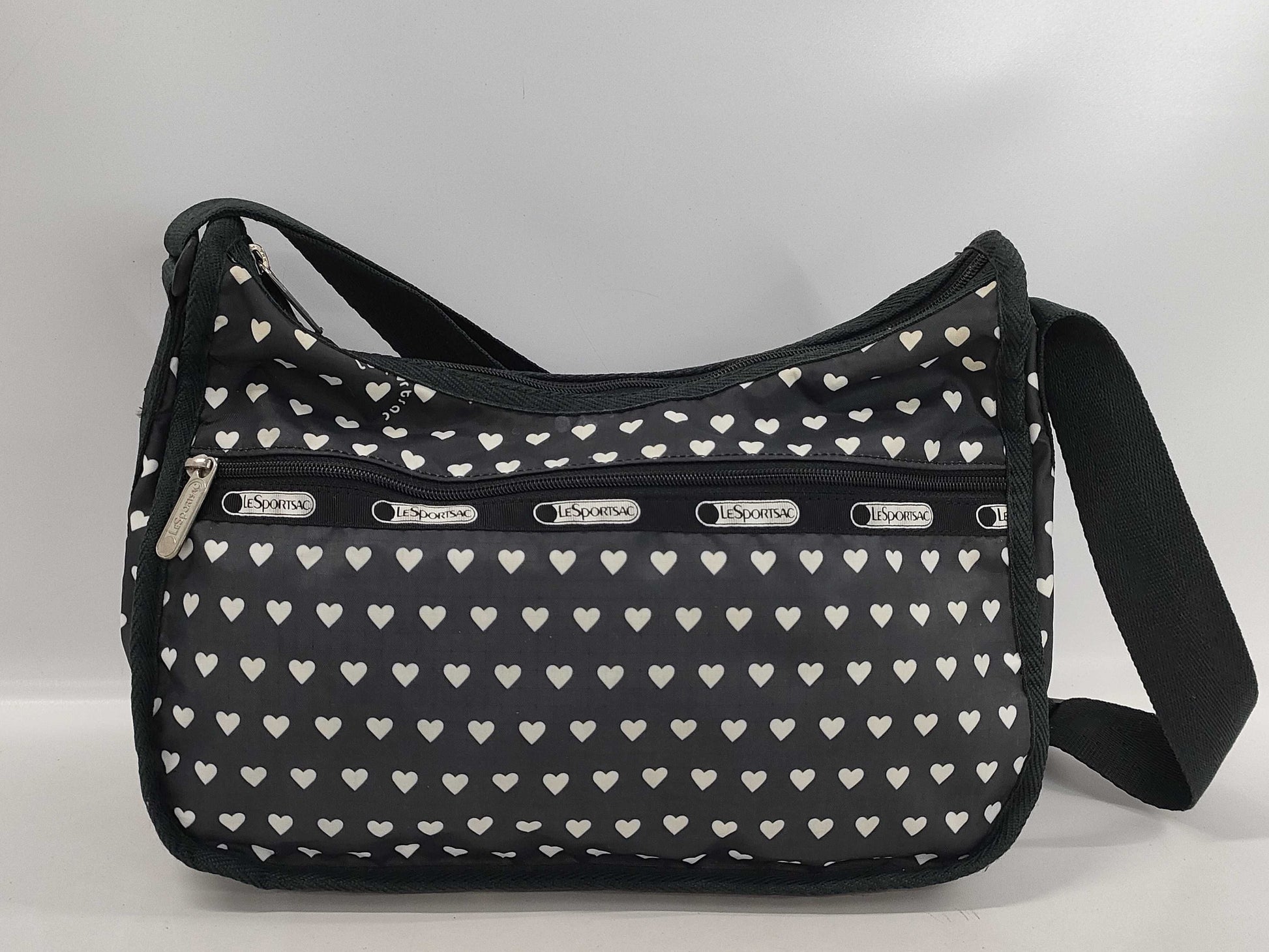 LeSportsac Heart Motif Shoulder Bag, Nylon, Black