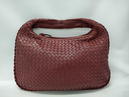 BOTTEGA VENETA Leather Intrecciato One-Shoulder Bag, Wine Red
