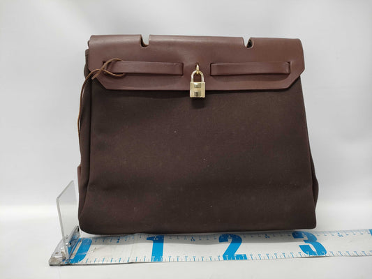 HERMES Airbag PM Bag, □E Stamp, 2001, Toile H Leather, Brown Bag