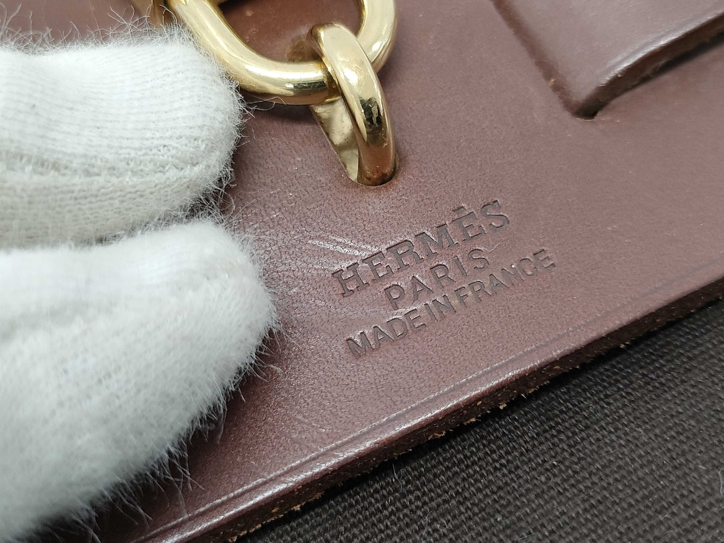 HERMES Airbag PM Bag, □E Stamp, 2001, Toile H Leather, Brown Bag