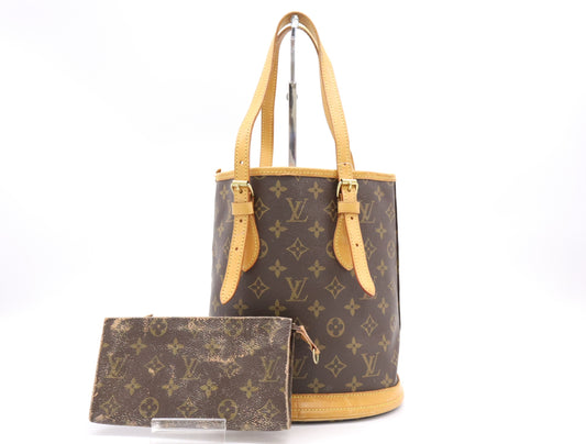 LOUIS VUITTON M42238 Monogram Bucket PM with Pouch Tote Bag