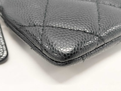 CHANEL Caviar Skin Matelasse Coin Case with GD Hardware, Black Seal, 31764776, Box and Dust Bag Included