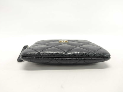 CHANEL Caviar Skin Matelasse Coin Case with GD Hardware, Black Seal, 31764776, Box and Dust Bag Included