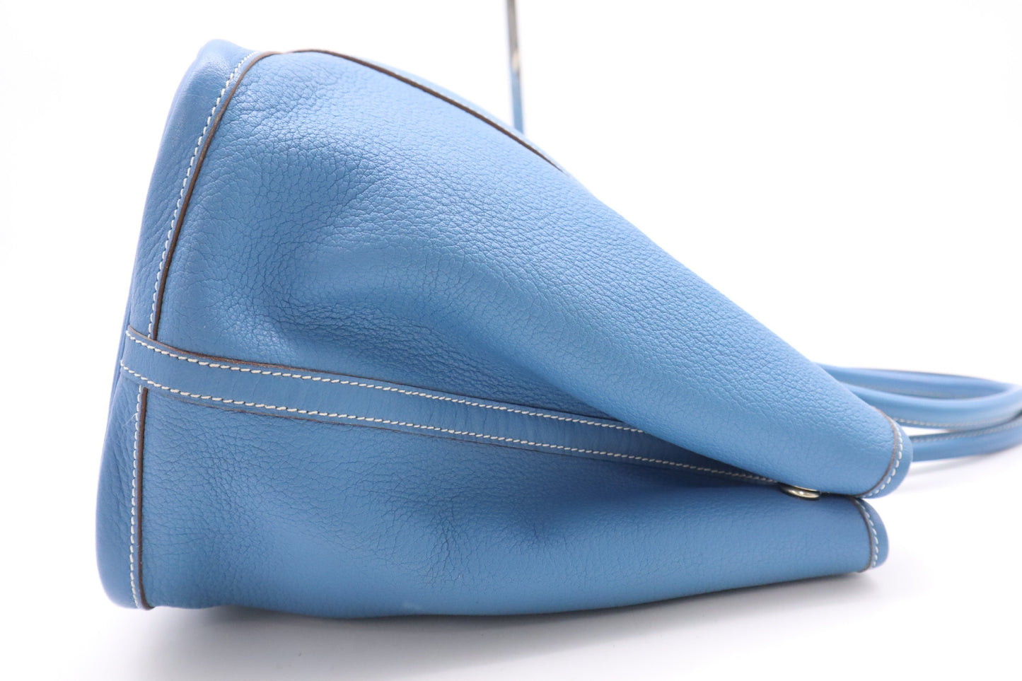 HERMES Negonda O Stamp Garden Party PM Handbag, Blue, with Dust Bag