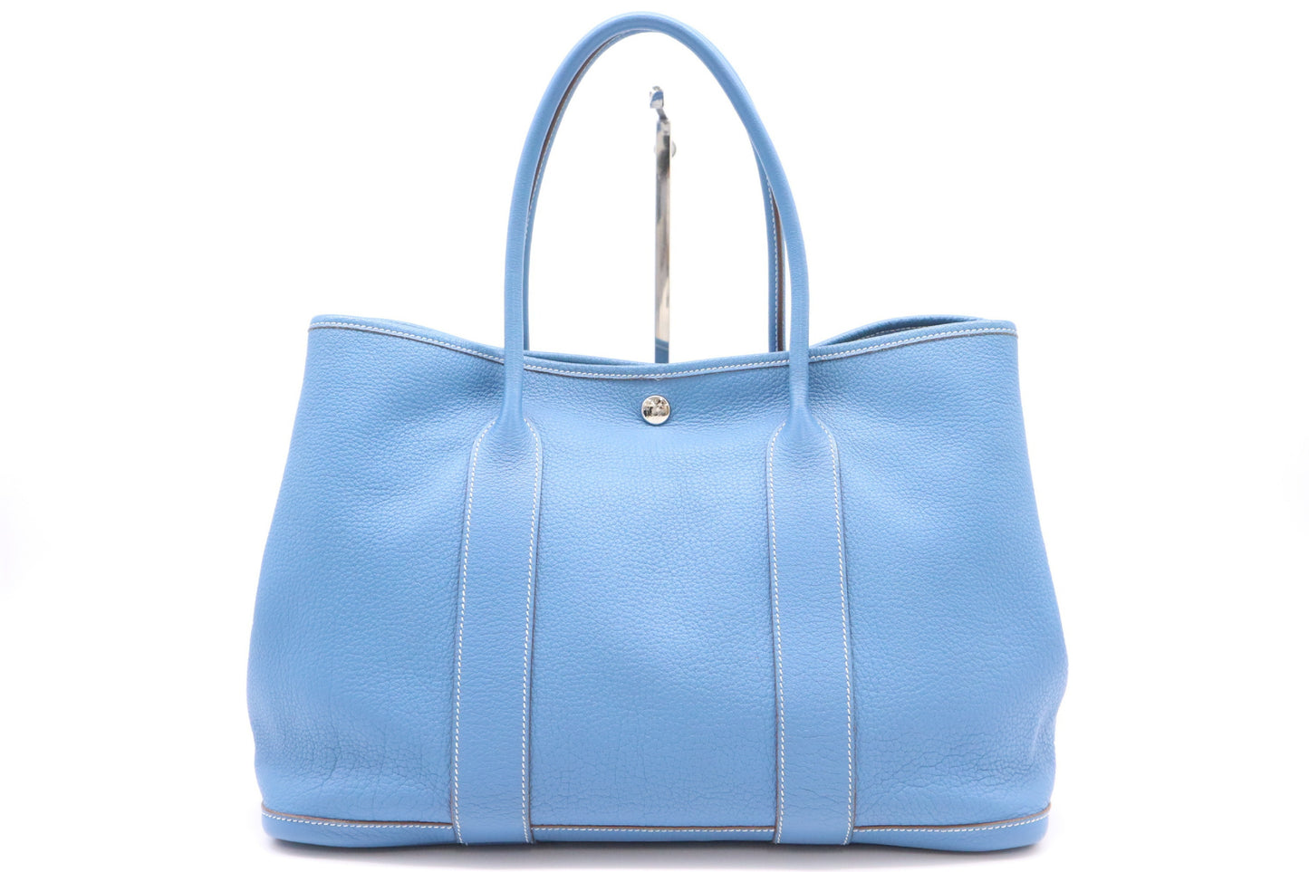 HERMES Negonda O Stamp Garden Party PM Handbag, Blue, with Dust Bag