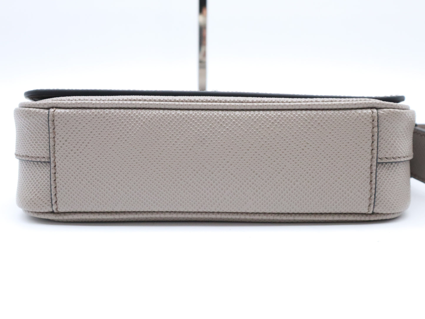 PRADA Saffiano Leather Shoulder Bag, Gray, RFID Enabled