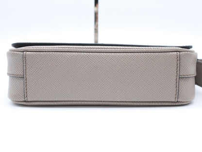 PRADA Saffiano Leather Shoulder Bag, Gray, RFID Enabled