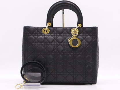 Dior Cannage Lady Dior Large Handbag with Shoulder Strap