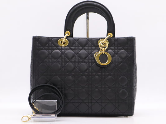 Dior Cannage Lady Dior Large Handbag with Shoulder Strap