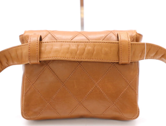 CHANEL Bicolor GD Hardware Waist Pouch Brown