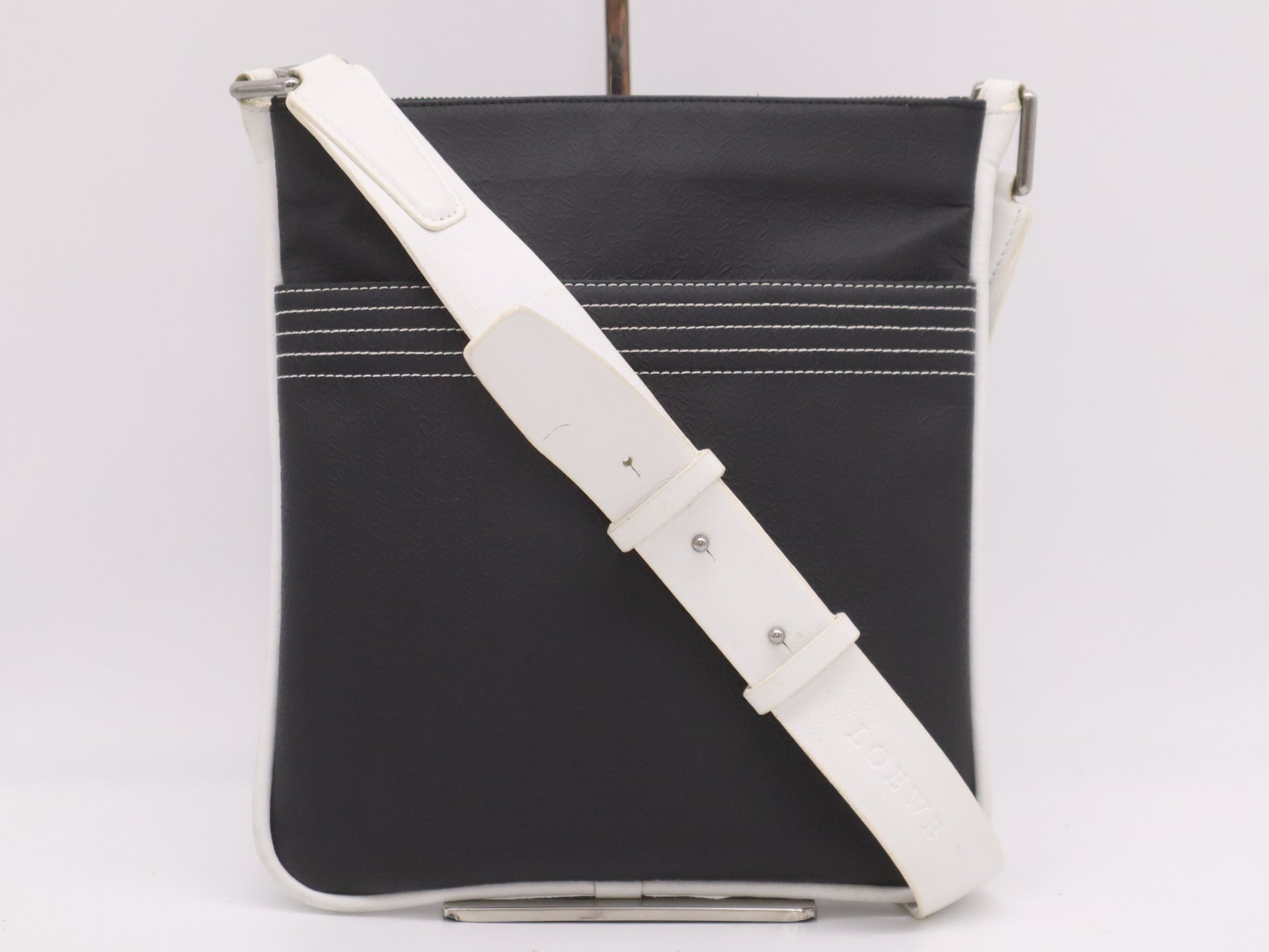 LOEWE PVC x Leather Shoulder Bag Black White Shoulder Bag