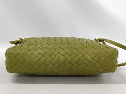 BOTTEGA VENETA Intrecciato Dini Shoulder Bag in Green Leather