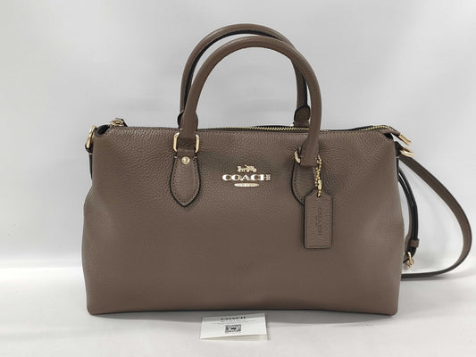 COACH CR156 Leather Georgia Satchel 2-Way Handbag, Brown, with Strap