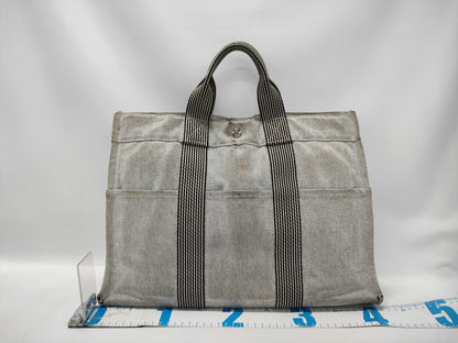 HERMES New Foule Tote Bag MM Canvas Gray Handbag