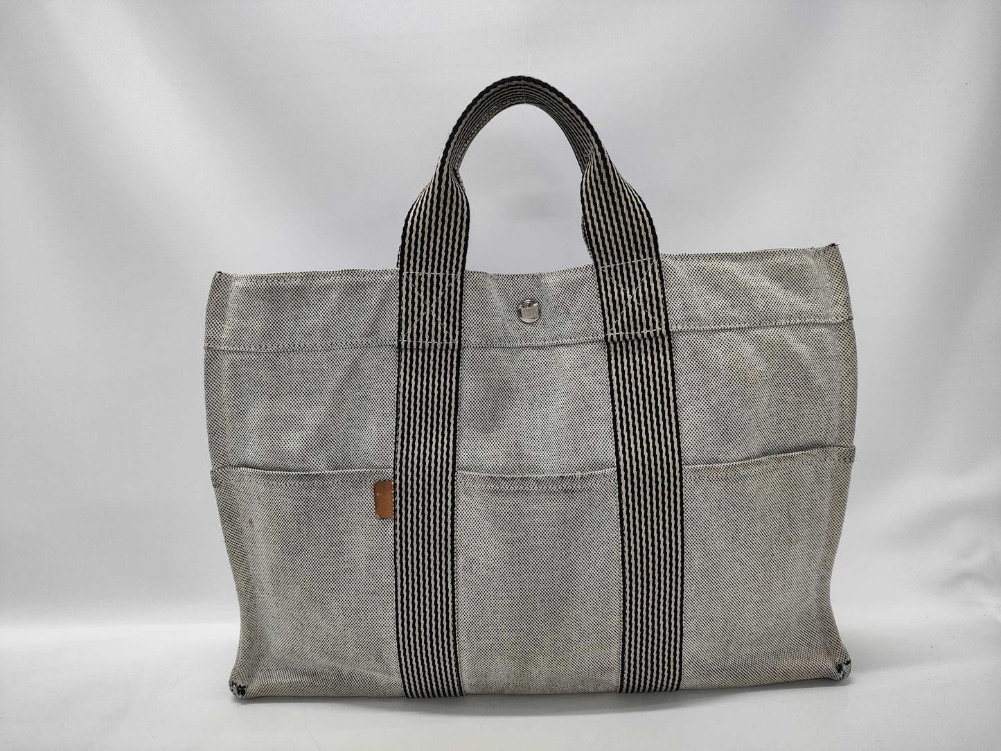 HERMES New Foule Tote Bag MM Canvas Gray Handbag