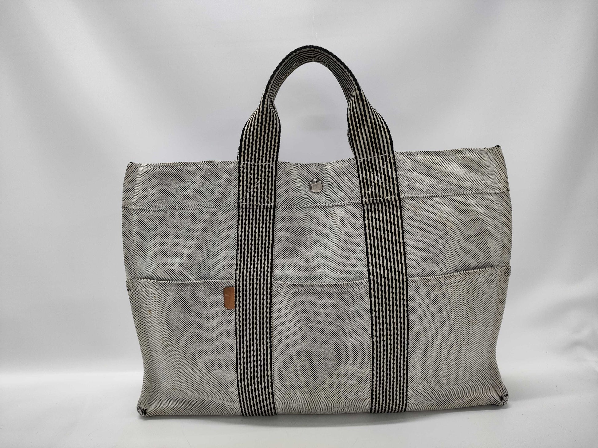 HERMES New Foule Tote Bag MM Canvas Gray Handbag