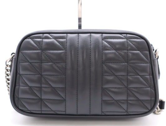 GUCCI 447632 GG Marmont Small Shoulder Bag, Leather, Quilted with GG Logo, Black, Includes Dust Bag