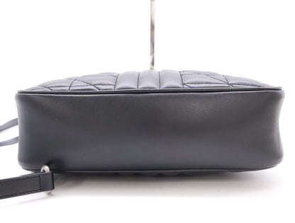 GUCCI 447632 GG Marmont Small Shoulder Bag, Leather, Quilted with GG Logo, Black, Includes Dust Bag