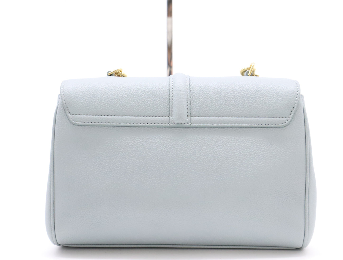 CELINE Seize Leather Shoulder Bag, Light Blue, with Shoulder Strap and Dust Bag