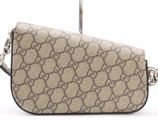 GUCCI 764155 GG Supreme Horsebit 1955 Handbag with Dust Bag and Shoulder Strap