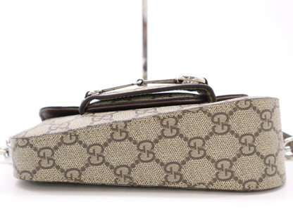 GUCCI 764155 GG Supreme Horsebit 1955 Handbag with Dust Bag and Shoulder Strap