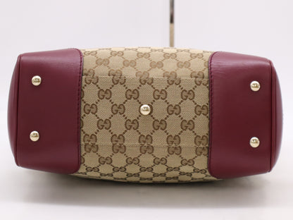 GUCCI 257062 GG Canvas Mayfair Tote Bag Beige Purple Tote Bag
