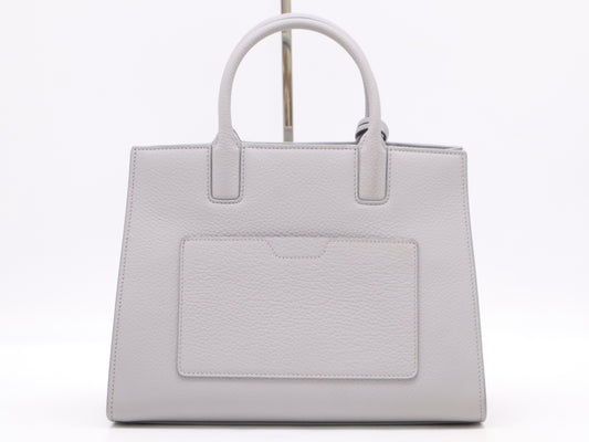 BURBERRY 8072514TB Logo Grainy Leather Frances Gray Handbag with Shoulder Strap, Dust Bag, and Box ITCUT2ABB
