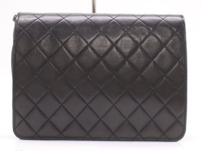 CHANEL Lambskin Matelasse 22 S Flap S Chain Push Lock Black Shoulder Bag