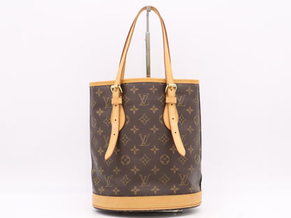 LOUIS VUITTON M42238 Monogram Bucket PM Tote Bag with Pouch
