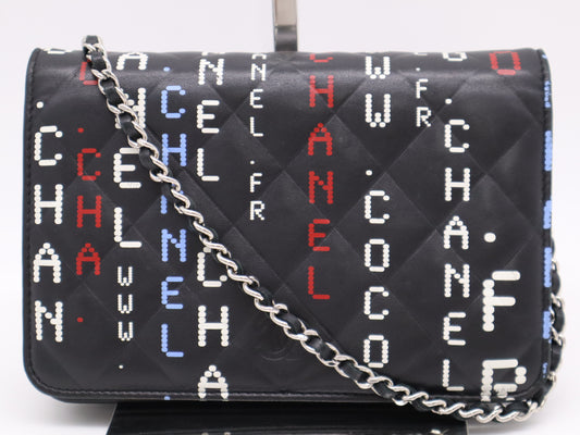 CHANEL Lambskin Matelasse Chain Wallet Black Seal 23633777 Shoulder Bag