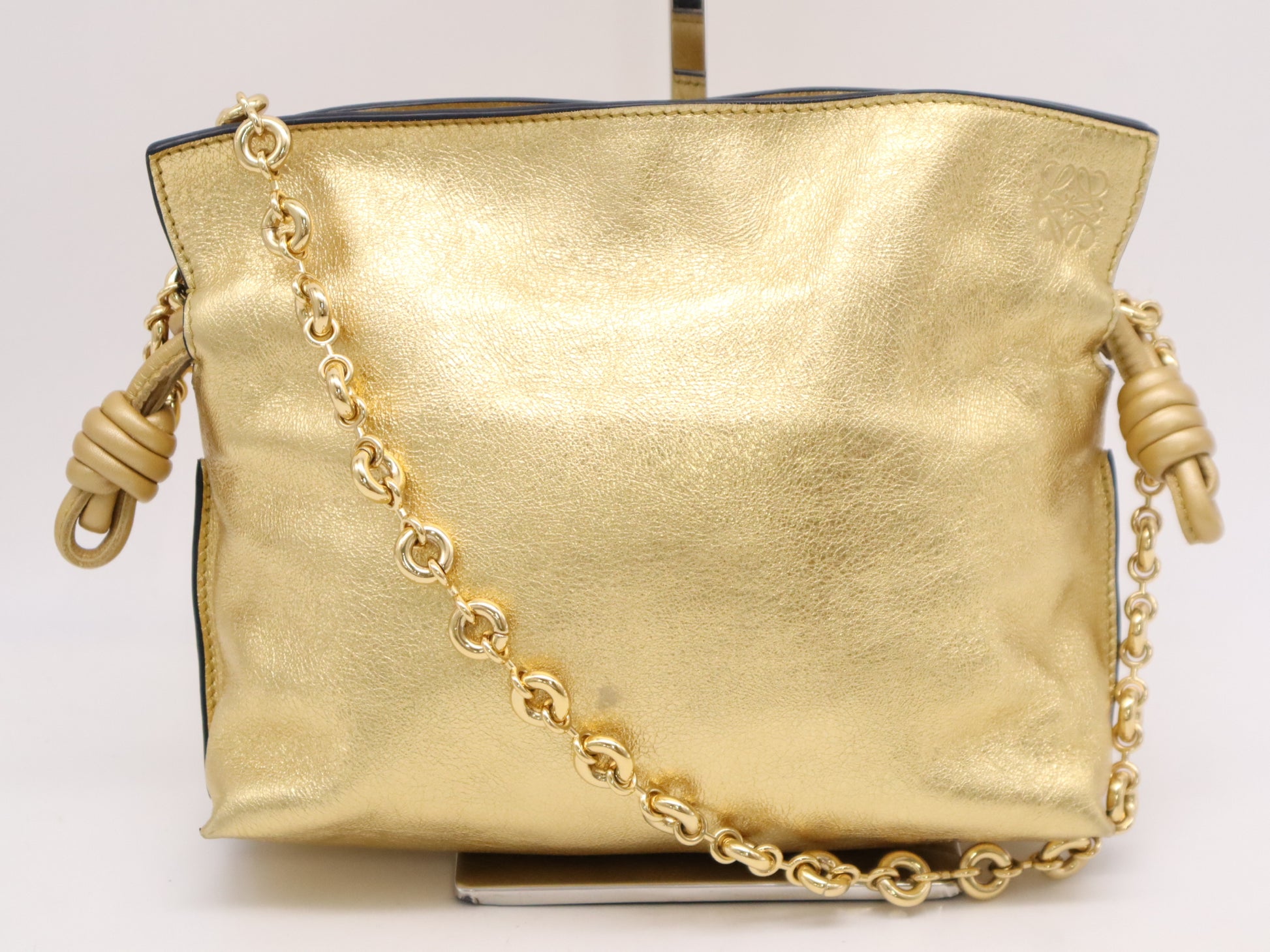 LOEWE A411FC2X62 Napa Calfskin Flamenco Clutch Mini Chain Shoulder Bag Gold