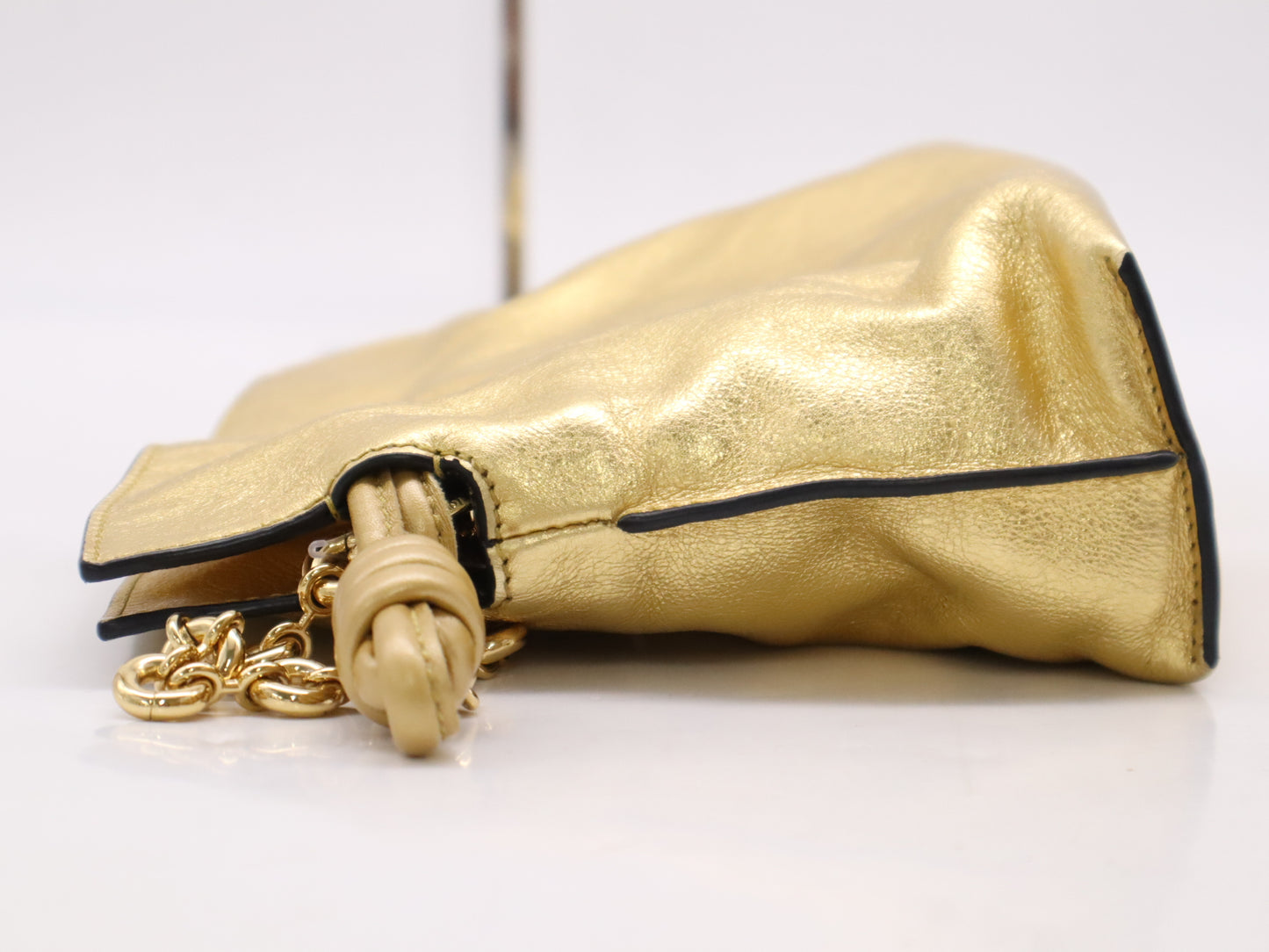 LOEWE A411FC2X62 Napa Calfskin Flamenco Clutch Mini Chain Shoulder Bag Gold