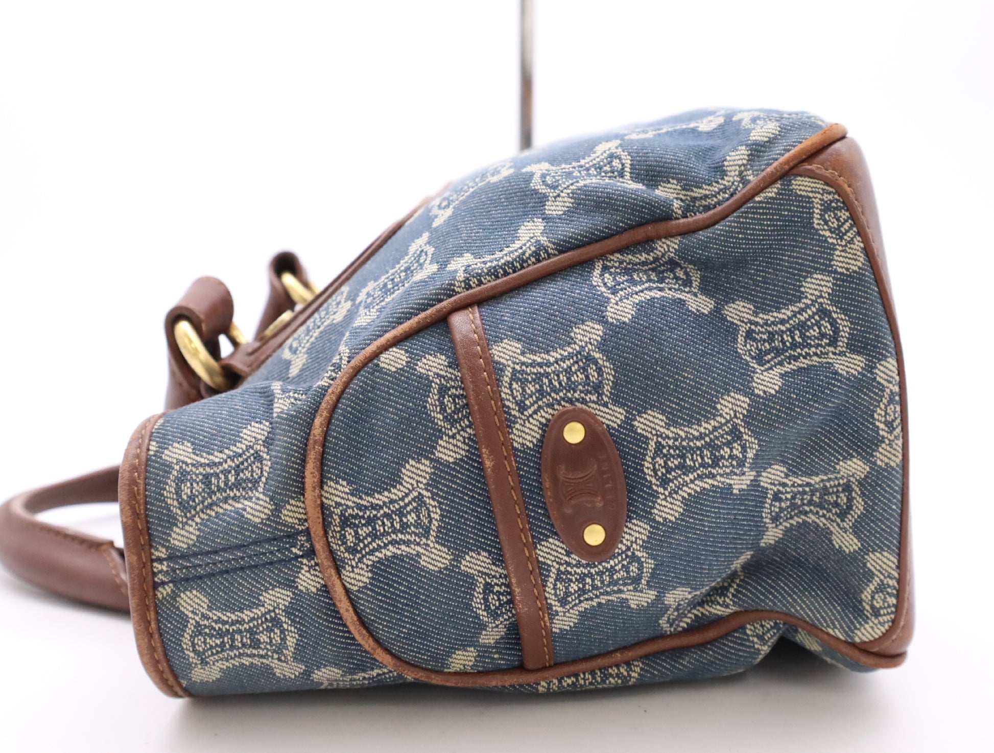 CELINE Denim x Leather Paris Macadam Boogie Bag Handbag Blue Handbag