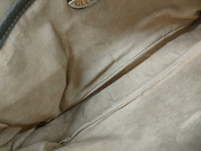 GUCCI GG Plus Clutch Bag Leather PVC Beige Brown Clutch Bag
