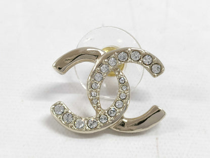 CHANEL Coco Mark Rhinestone Earrings, One Earring Only, Metal Gold with Comments, L24P
