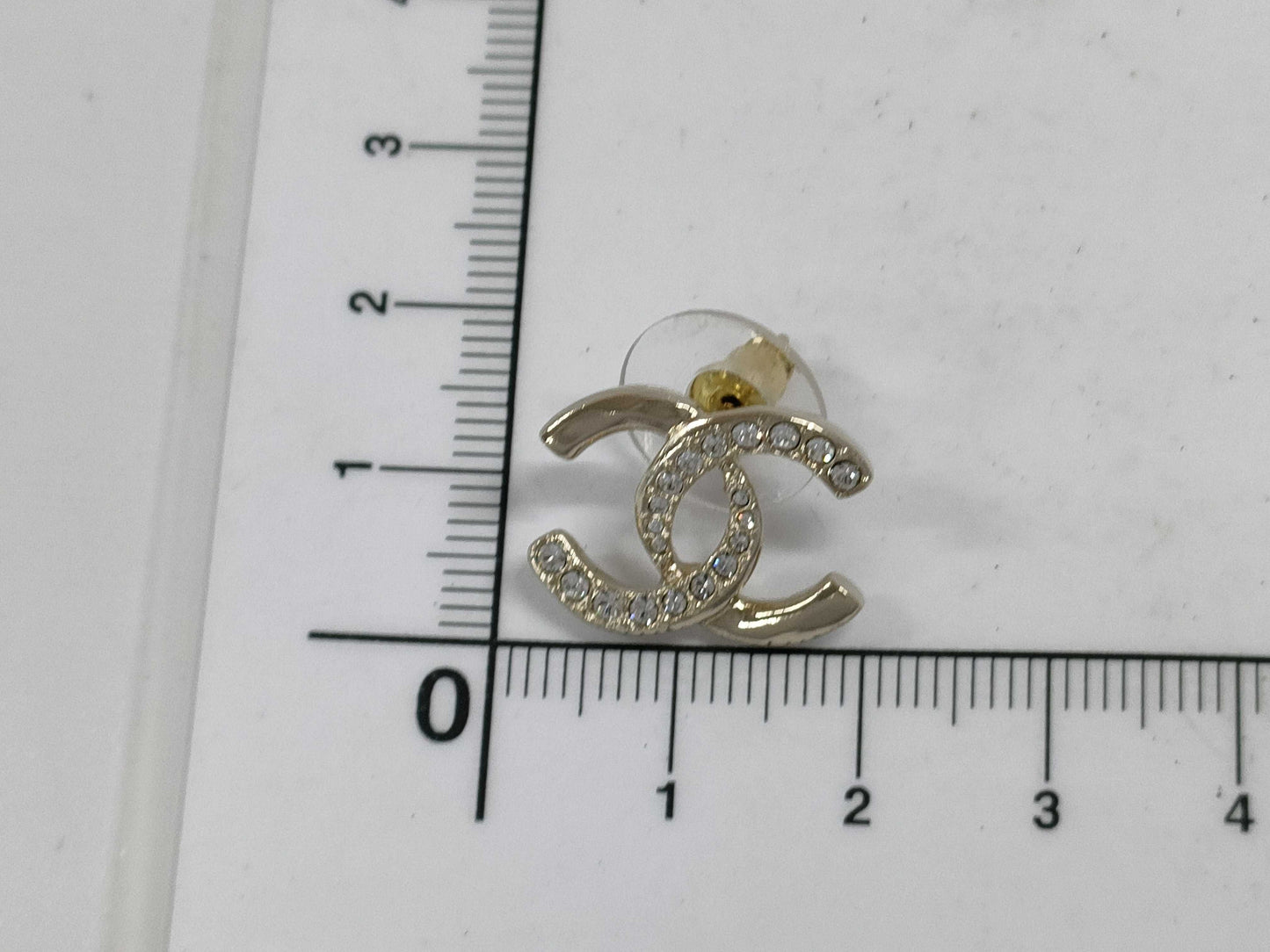 CHANEL Coco Mark Rhinestone Earrings, One Earring Only, Metal Gold with Comments, L24P