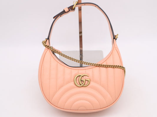 GUCCI 699514GG Marmont Half Moon 2way Bag with Strap & Key Holder Tote Bag