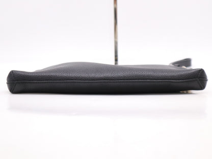 GUCCI 572770 Leather Sherry Line Logo Clutch Bag Black Clutch Bag