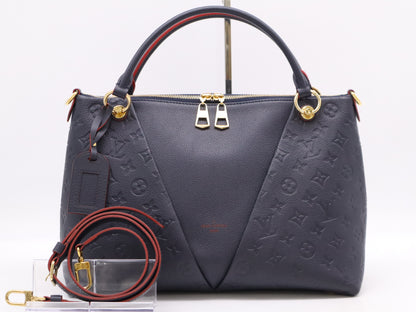 LOUIS VUITTON M44397 Monogram Empreinte V Tote MM Marine Rouge with Name Tag and Shoulder Strap CA0159 Tote Bag