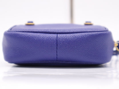 SAINT LAURENT Leather BRS635088 Baby Blue Leather Chain Shoulder Bag with Dust Bag