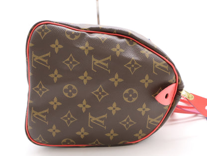 LOUIS VUITTON M41665 Monogram Speedy 30 Totem Flamingo Handbag with Cloche, Cadena, and Two Keys