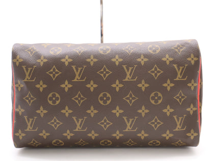 LOUIS VUITTON M41665 Monogram Speedy 30 Totem Flamingo Handbag with Cloche, Cadena, and Two Keys