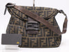 FENDI 8BR004 Canvas and Leather Zucca Mamma Bucket Shoulder Bag Brown