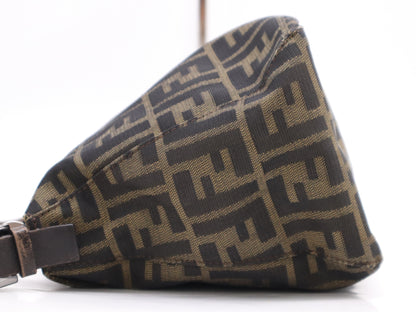 FENDI 8BR004 Canvas and Leather Zucca Mamma Bucket Shoulder Bag Brown