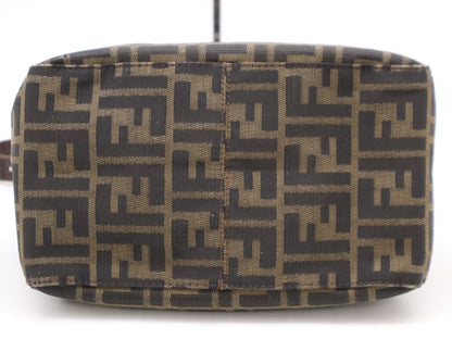 FENDI 8BR004 Canvas and Leather Zucca Mamma Bucket Shoulder Bag Brown